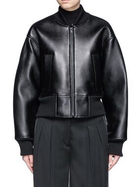 DKNY Black Lamb Leather Bomber Jacket